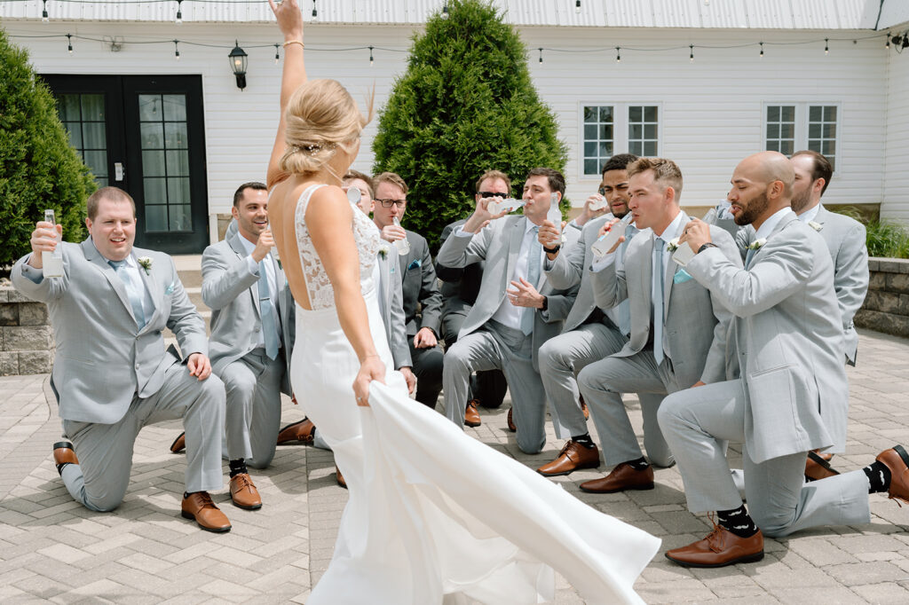 Bride with groomsmen